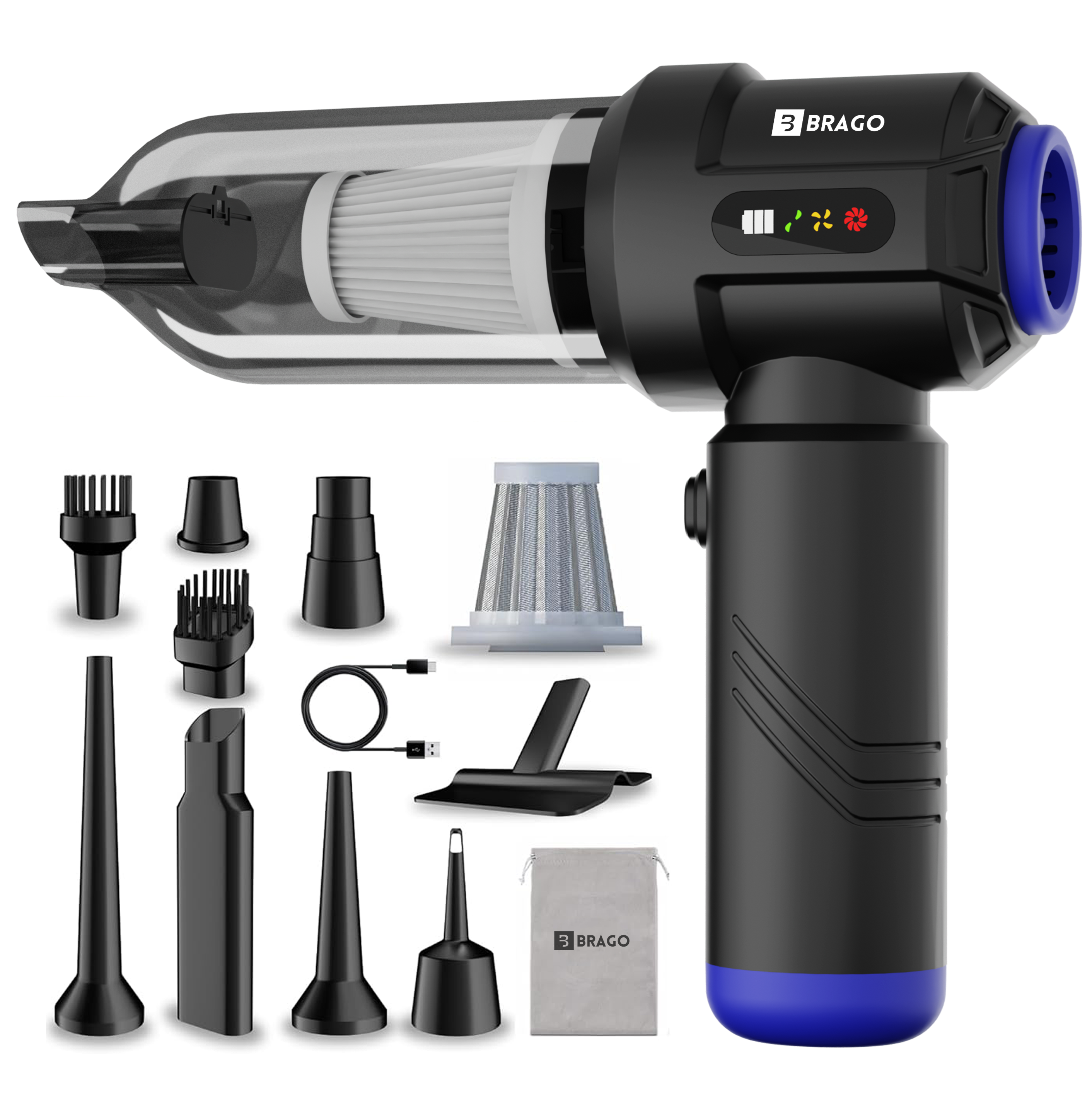 Brago TurboVac Vacuum Cleaner for Car & Home | 18,500Pa Powerful Sucti
